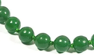 10MM Green Jade Knotted Bracelet Natural Gemstone Bead Bracelet For Men & Women, Calmness and Stable Life