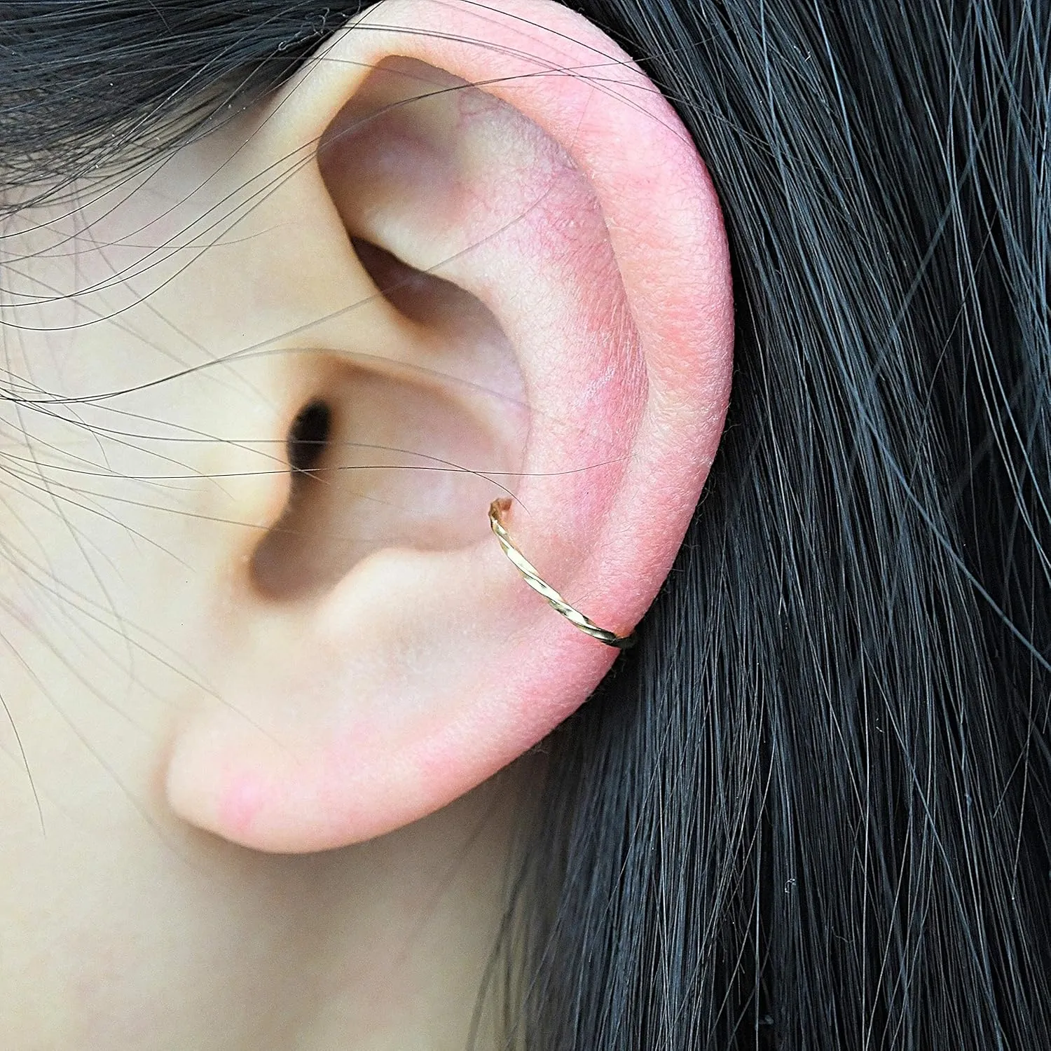 14K Gold Filled Conch Hoop Earrings, Dainty Conch Piercing Jewelry, Lightweight Small Thin Gold Hoop Earrings for Women, 12mm 20G