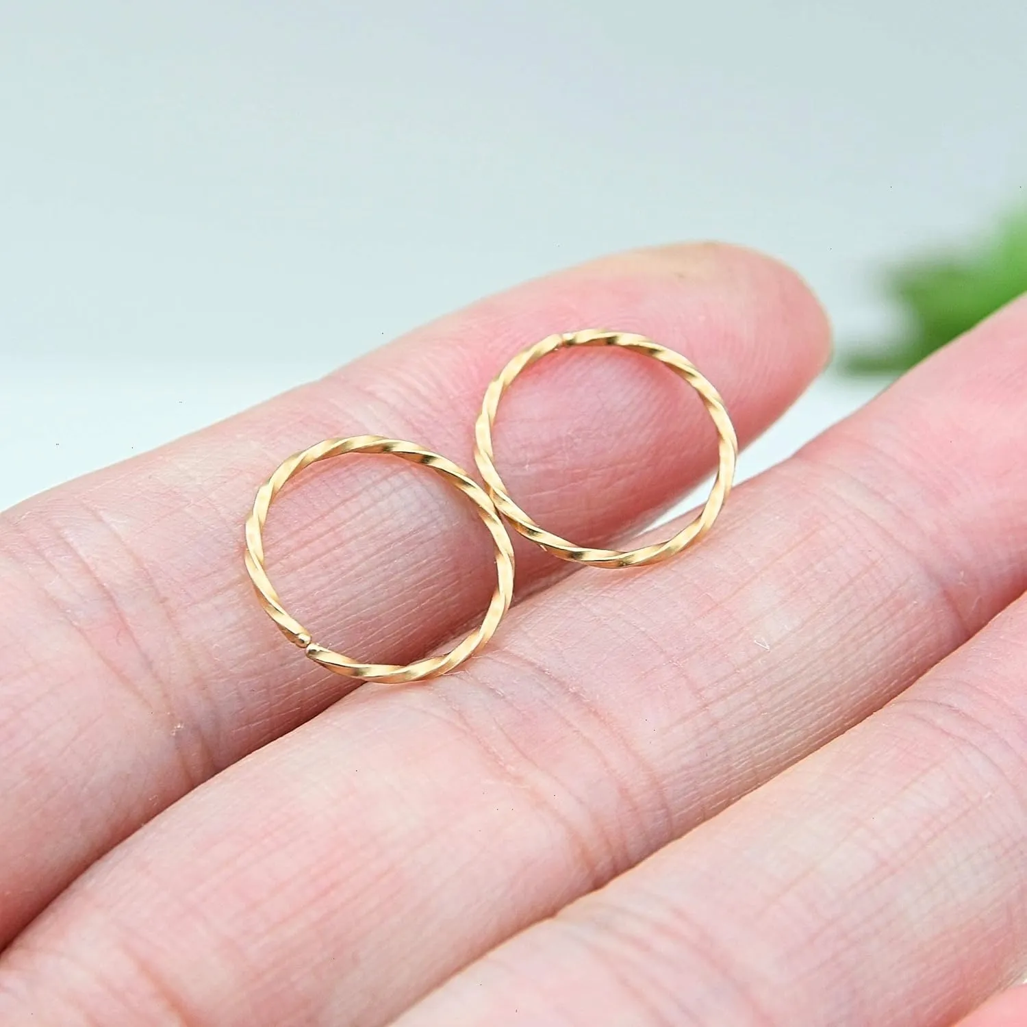 14K Gold Filled Conch Hoop Earrings, Dainty Conch Piercing Jewelry, Lightweight Small Thin Gold Hoop Earrings for Women, 12mm 20G