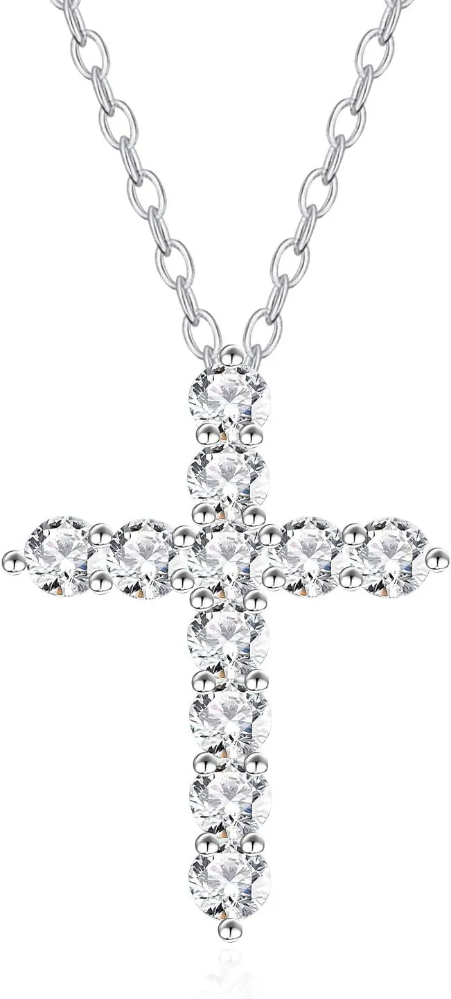 14K Gold Plated Cubic Zirconia Cross Necklace for Women,Cross Faith Pendant Necklaces