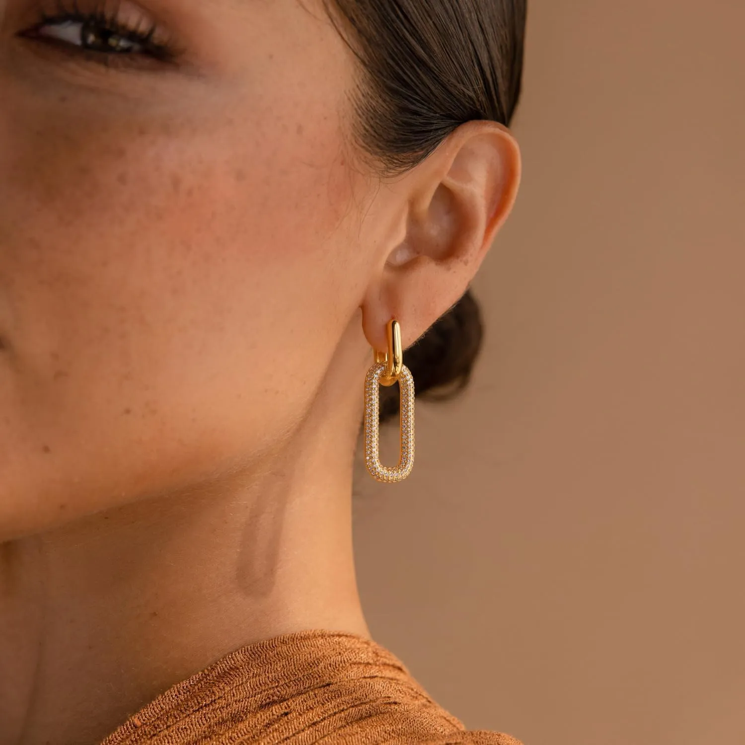 14k Gold Plated Hoop Earrings for Women - Chunky, Trendy, Lightweight, Hypoallergenic Statement Gold Hoop Earrings with 925 Sterling Silver Post - Tarnish Free Gold Jewelry
