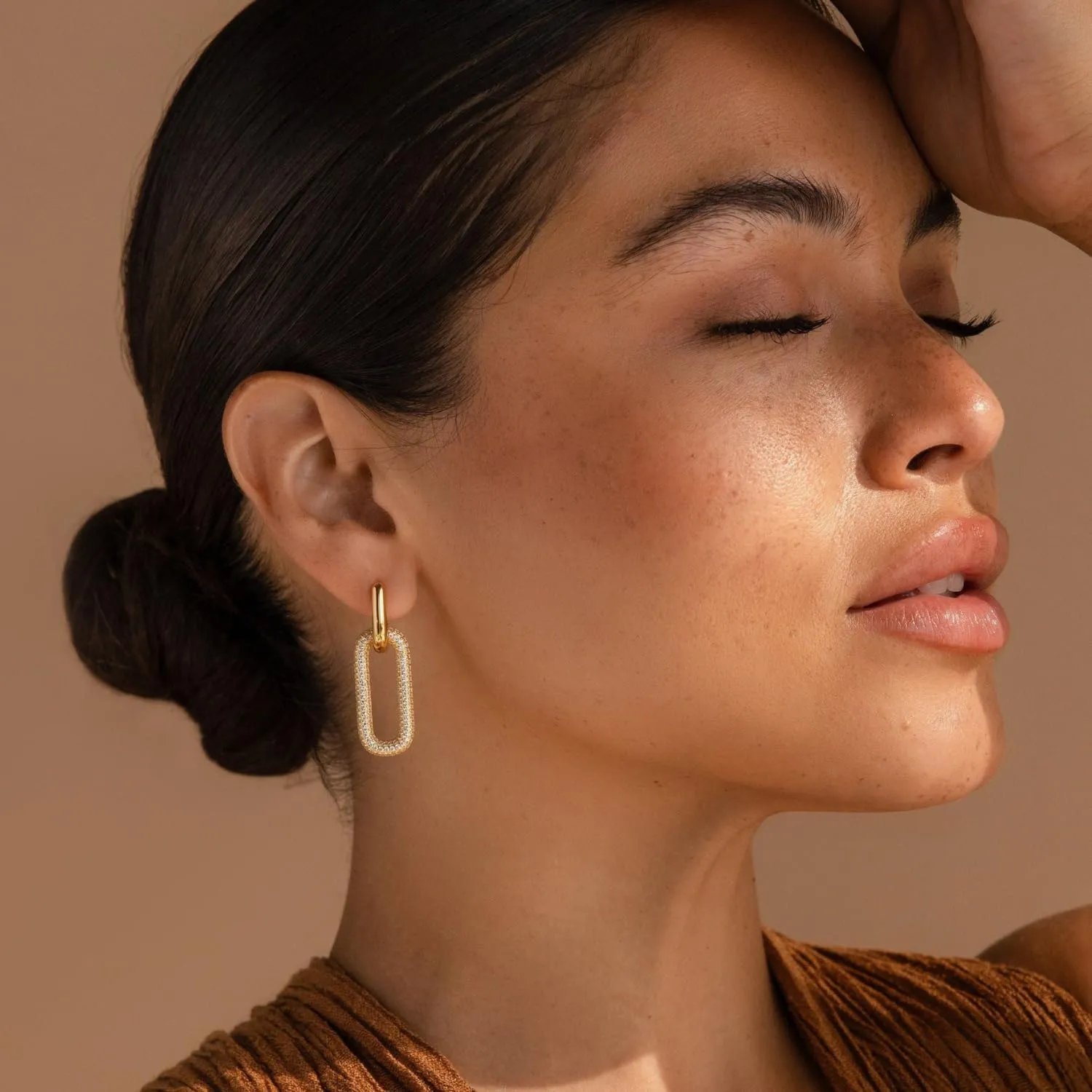 14k Gold Plated Hoop Earrings for Women - Chunky, Trendy, Lightweight, Hypoallergenic Statement Gold Hoop Earrings with 925 Sterling Silver Post - Tarnish Free Gold Jewelry