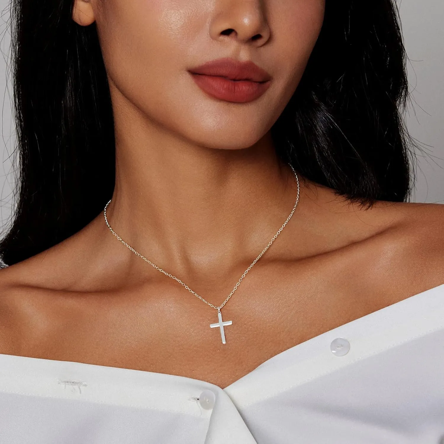 14K Gold Plated/Sterling Silver Cross Necklace for Women Dainty Tiny/Simple/Mini/Classic/Double CZ/Pearl set Cross Pendant Necklace Jewelry Gifts for Women