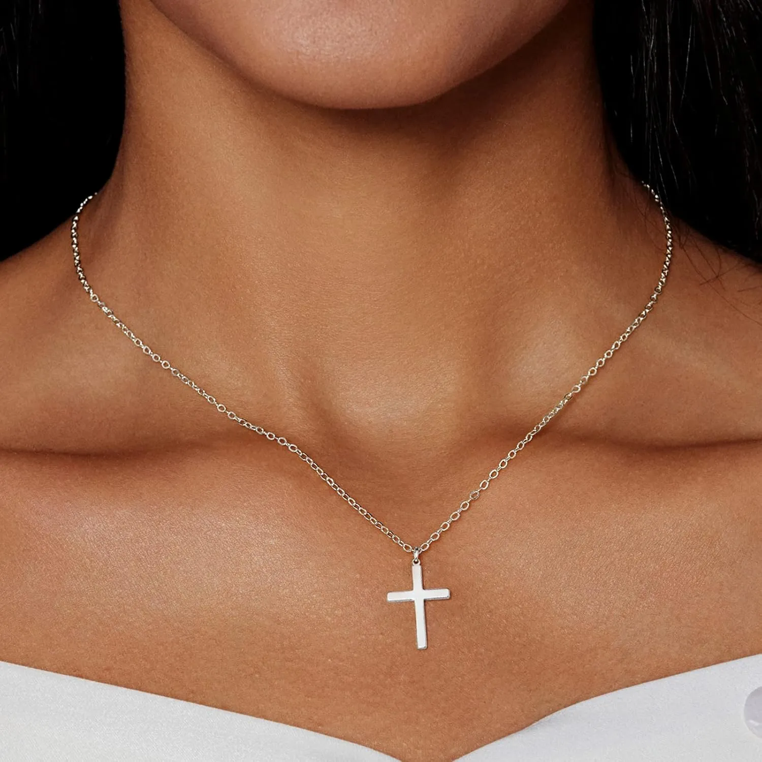 14K Gold Plated/Sterling Silver Cross Necklace for Women Dainty Tiny/Simple/Mini/Classic/Double CZ/Pearl set Cross Pendant Necklace Jewelry Gifts for Women