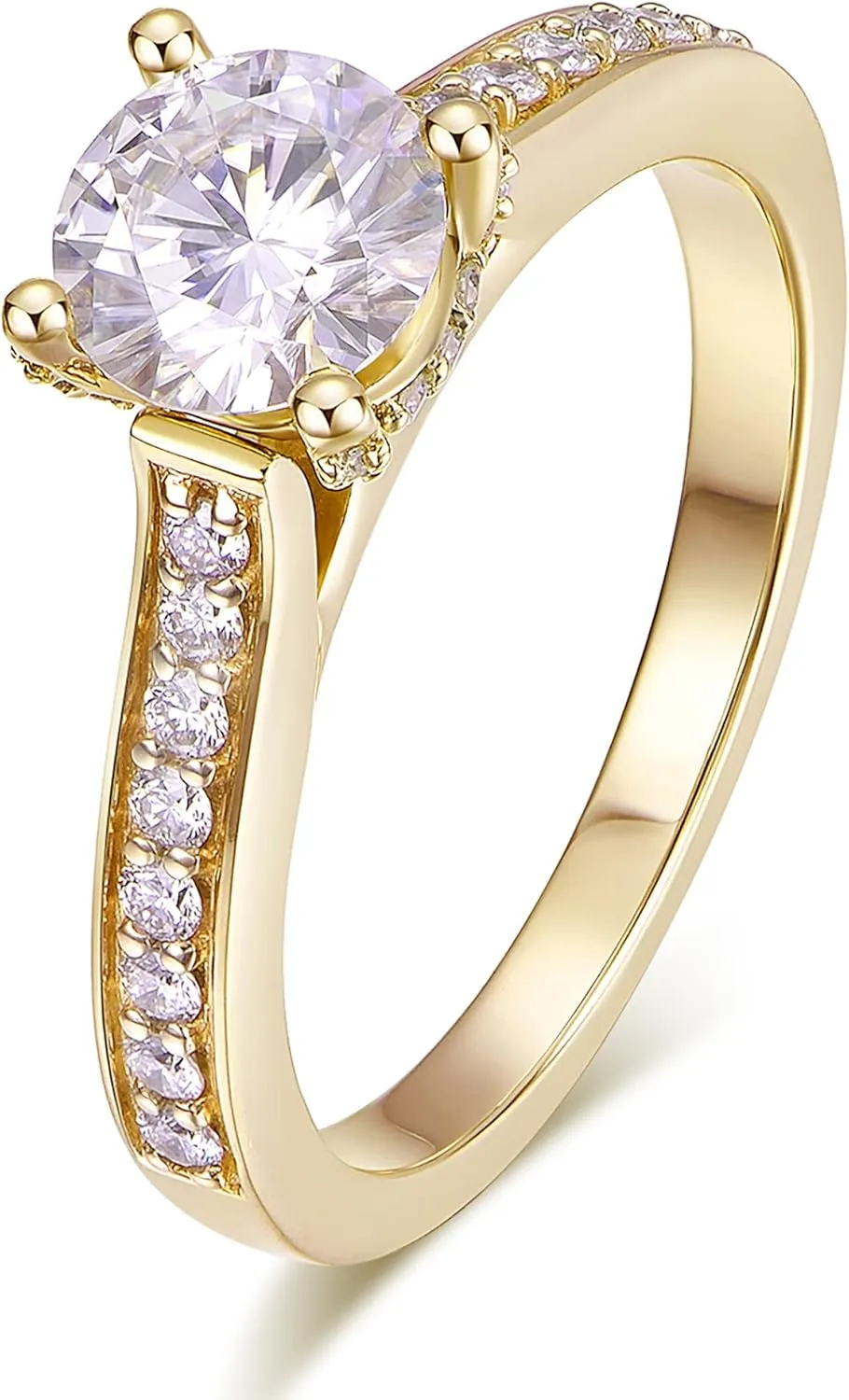 14K Moissanite Engagement Ring 14K Solid Gold 1ct Halo Solitaire Moissanite Engagement Rings for Women 14K Gold Rings for Women