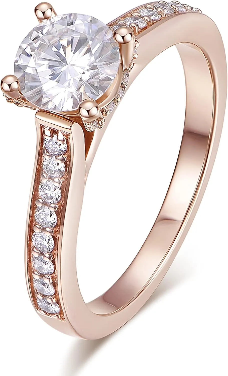 14K Moissanite Engagement Ring 14K Solid Gold 1ct Halo Solitaire Moissanite Engagement Rings for Women 14K Gold Rings for Women