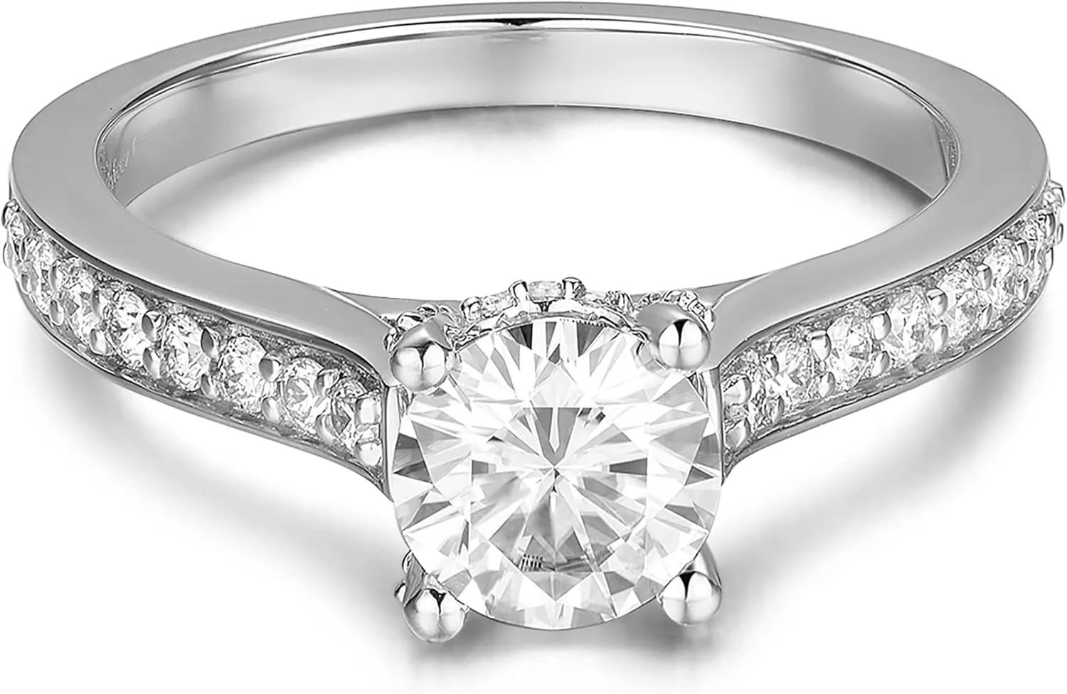 14K Moissanite Engagement Ring 14K Solid Gold 1ct Halo Solitaire Moissanite Engagement Rings for Women 14K Gold Rings for Women