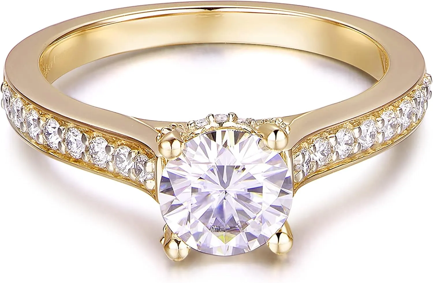 14K Moissanite Engagement Ring 14K Solid Gold 1ct Halo Solitaire Moissanite Engagement Rings for Women 14K Gold Rings for Women