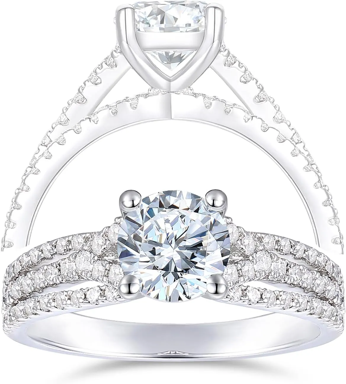 14K Solid Gold 1 Carat Moissanite Engagement Ring D Color VVS Moissanite Engagement Rings for Women
