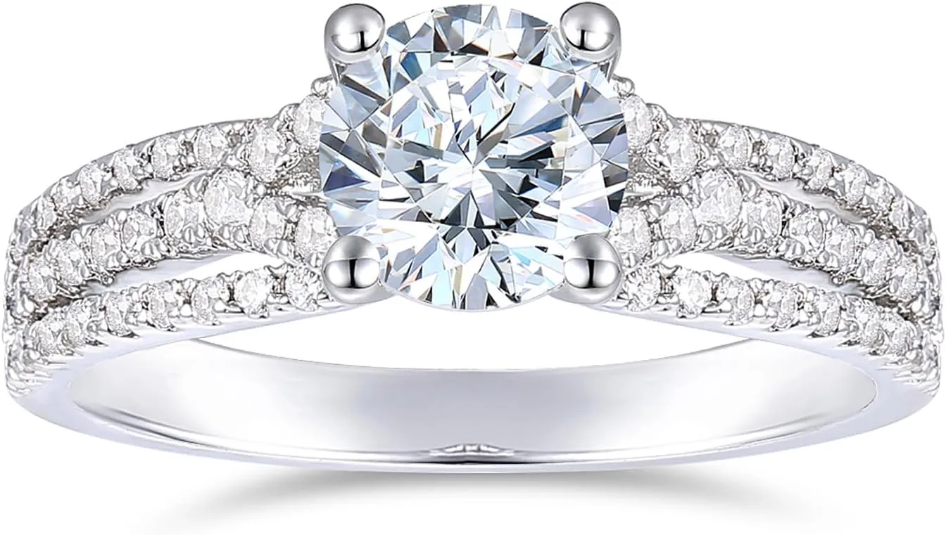 14K Solid Gold 1 Carat Moissanite Engagement Ring D Color VVS Moissanite Engagement Rings for Women