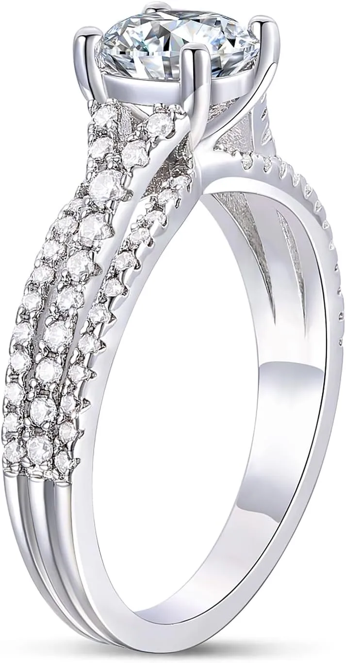 14K Solid Gold 1 Carat Moissanite Engagement Ring D Color VVS Moissanite Engagement Rings for Women
