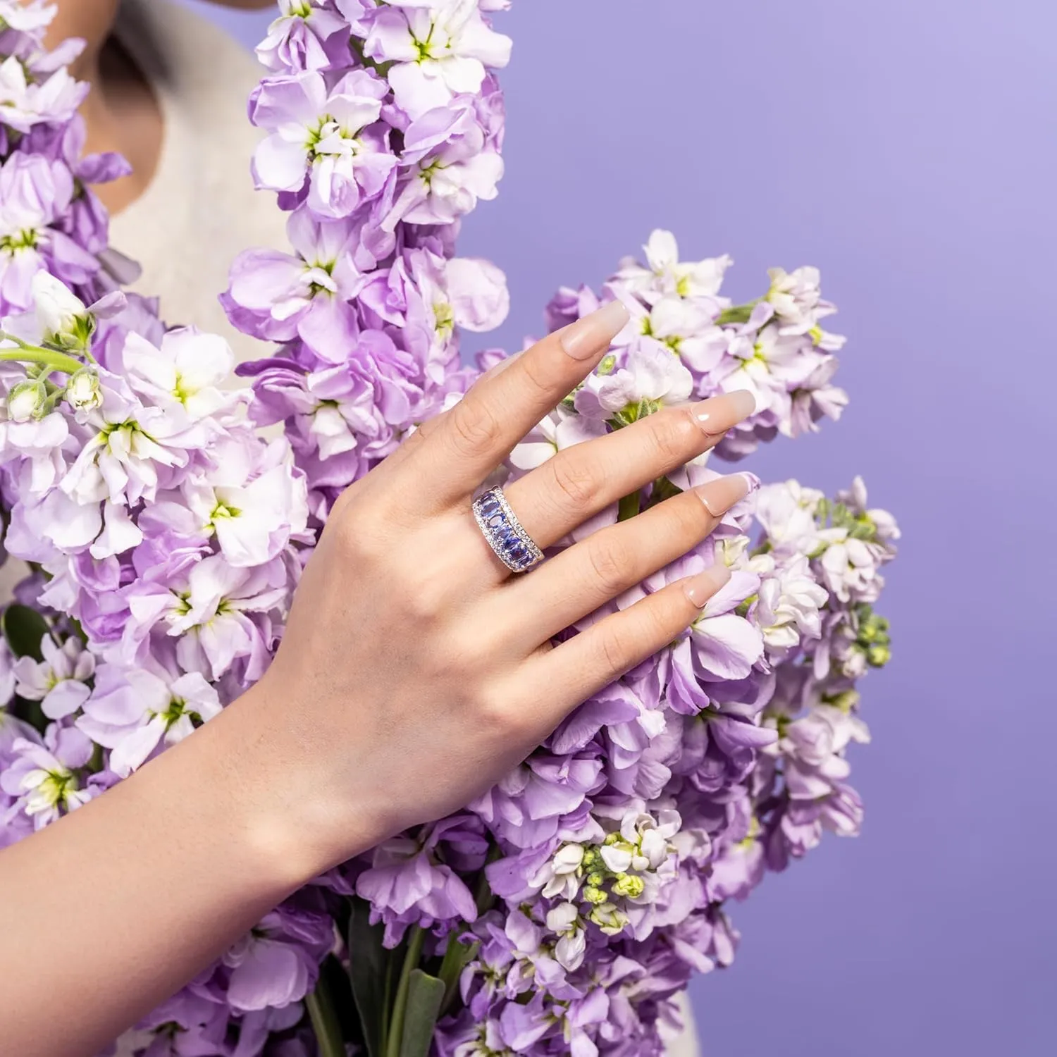 1Ct Genuine Tanzanite, Morganite, or Aquamarine Oval Shape Gemstone Band Ring | 925 Sterling Silver | Gemstone Rings for Women | Hidden Gems Jewelry | Size 5-10