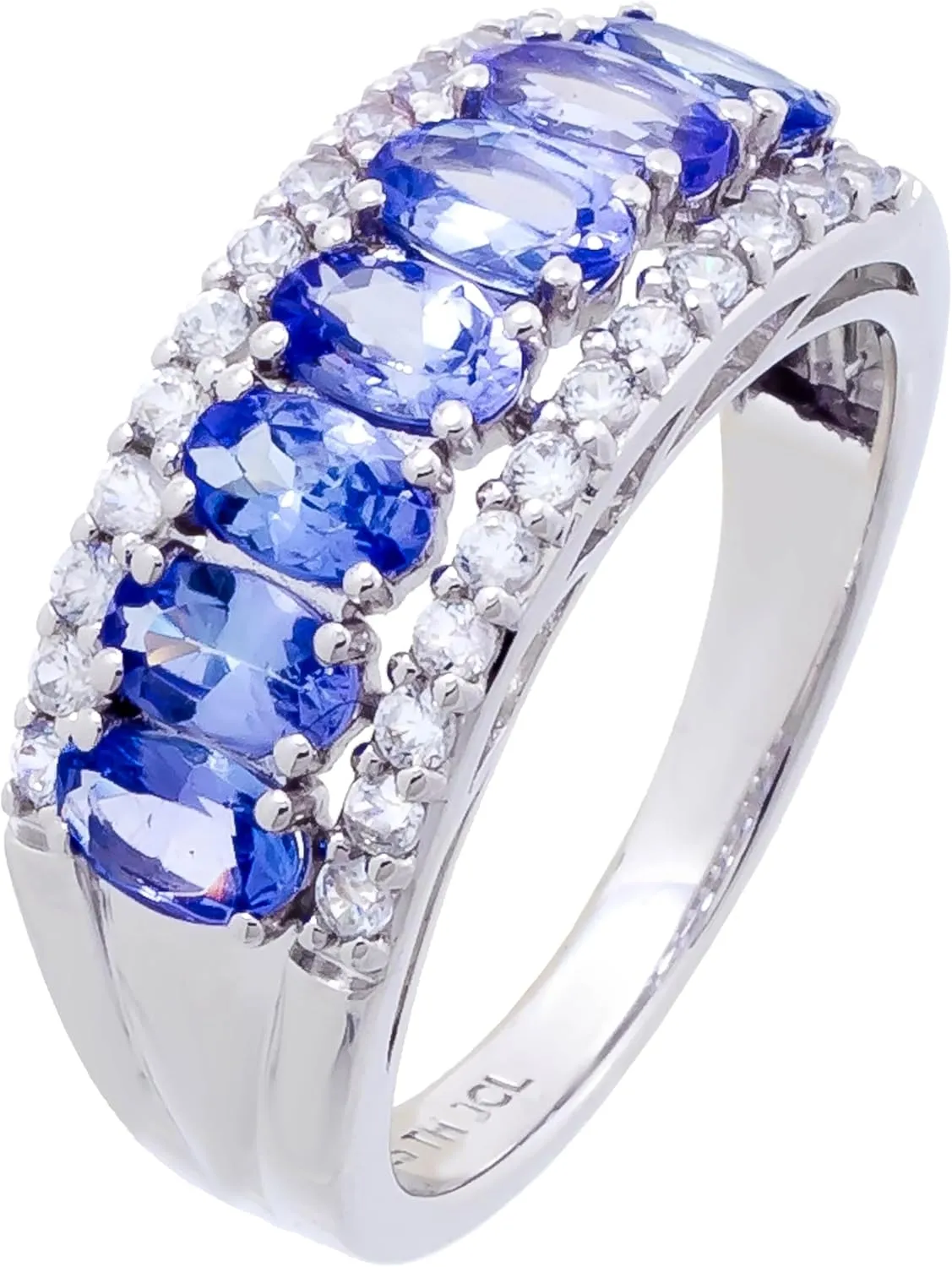 1Ct Genuine Tanzanite, Morganite, or Aquamarine Oval Shape Gemstone Band Ring | 925 Sterling Silver | Gemstone Rings for Women | Hidden Gems Jewelry | Size 5-10