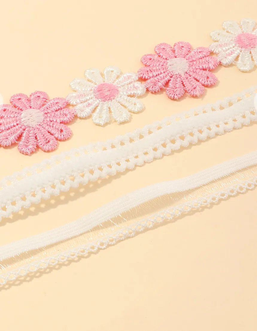 3pcs Girls Flower Decor Choker