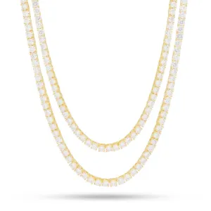 4mm 14K Gold Tennis Choker Set