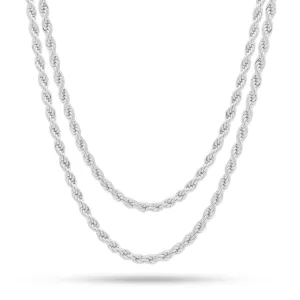 4mm White Gold Rope Choker Set