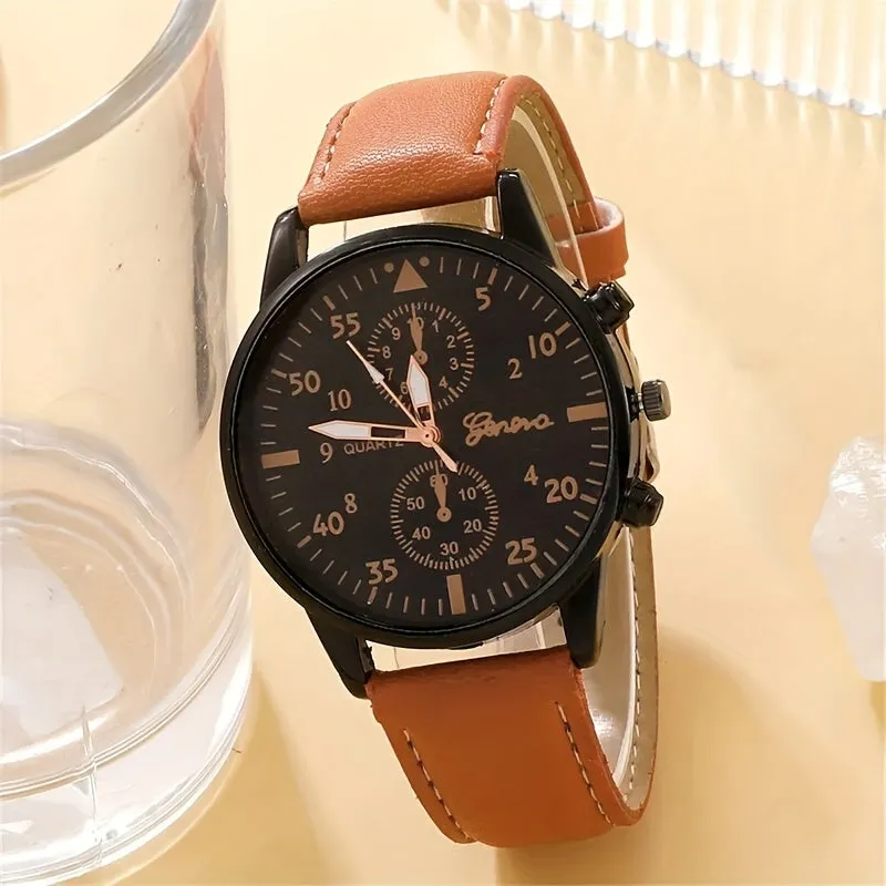 4pcsset Fashion Mens Watch  Bracelets  Perfect Gift