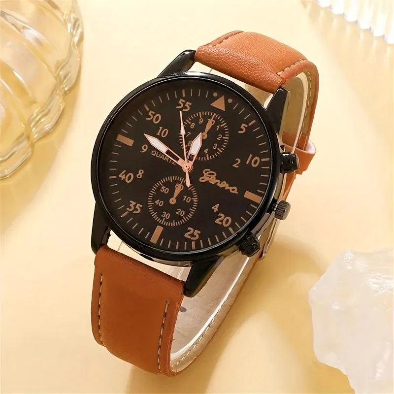 4pcsset Fashion Mens Watch  Bracelets  Perfect Gift