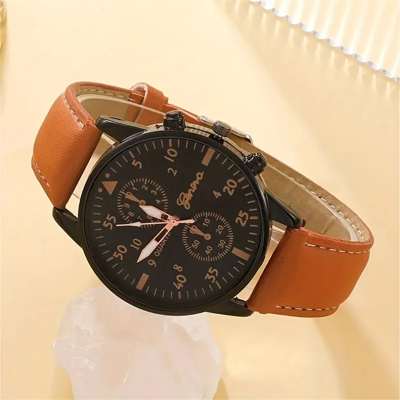 4pcsset Fashion Mens Watch  Bracelets  Perfect Gift