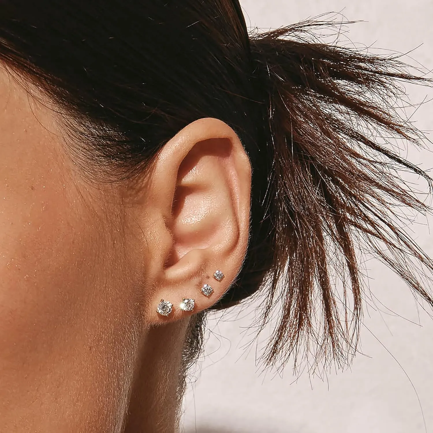 925 Sterling Silver Earrings Studs for Women Tiny Ball Opal Cubic Zirconia Hypoallergenic Earrings Set Small Stud Earring Sets for Multiple Piercing