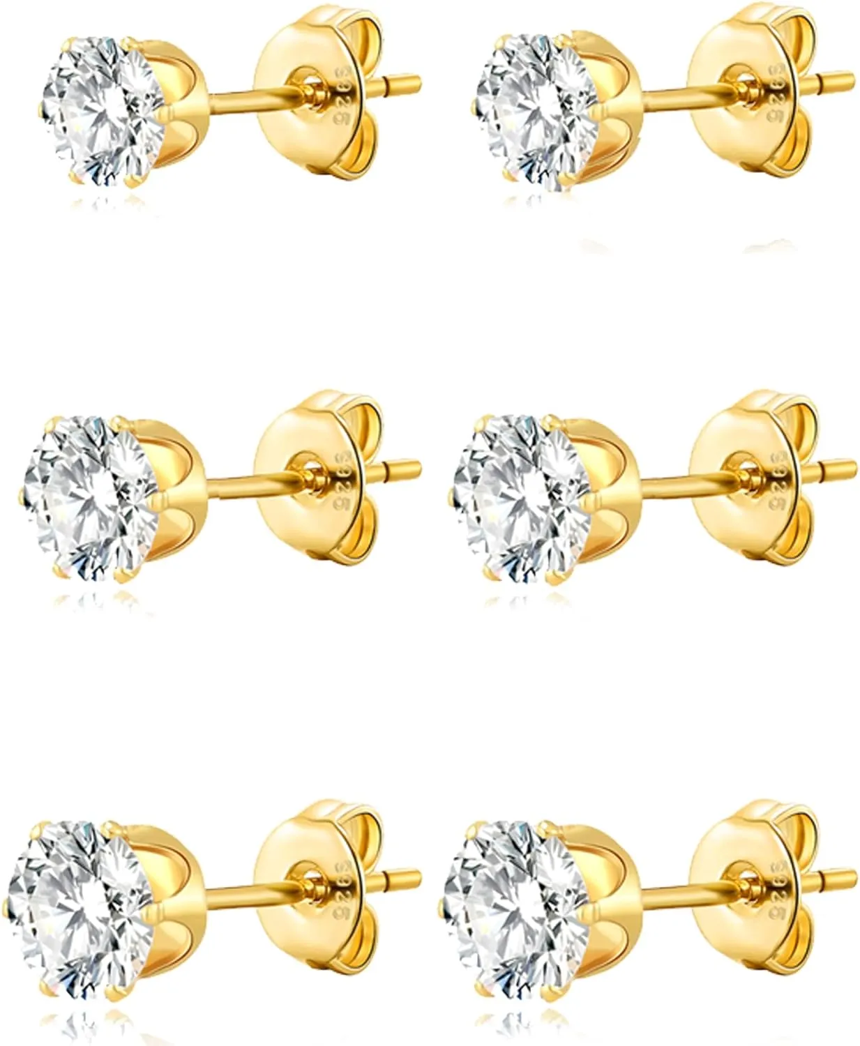 925 Sterling Silver Earrings Studs for Women Tiny Ball Opal Cubic Zirconia Hypoallergenic Earrings Set Small Stud Earring Sets for Multiple Piercing