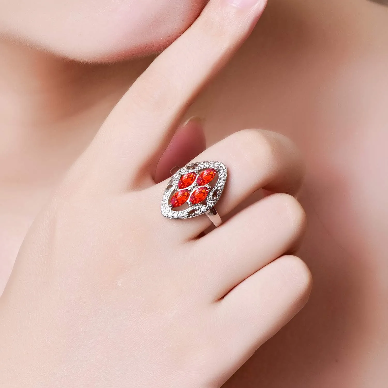 925 Sterling Silver Plated Simulated Morganite Knuckle Band Ring for Women