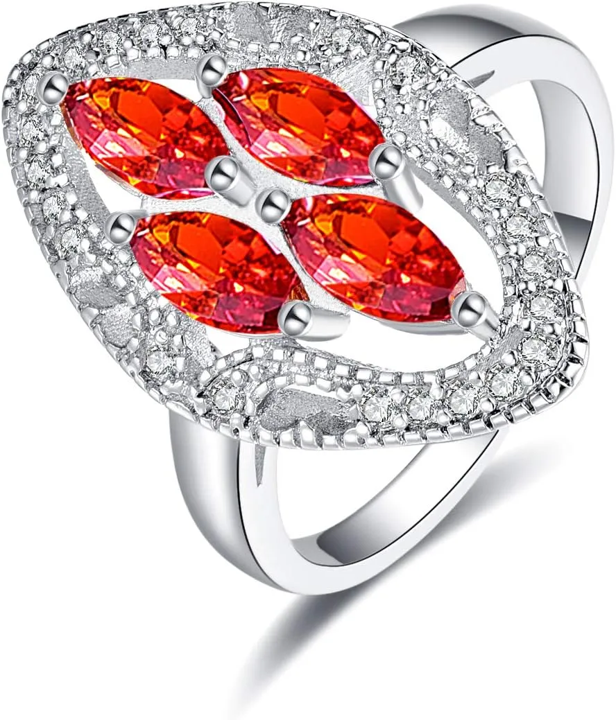 925 Sterling Silver Plated Simulated Morganite Knuckle Band Ring for Women