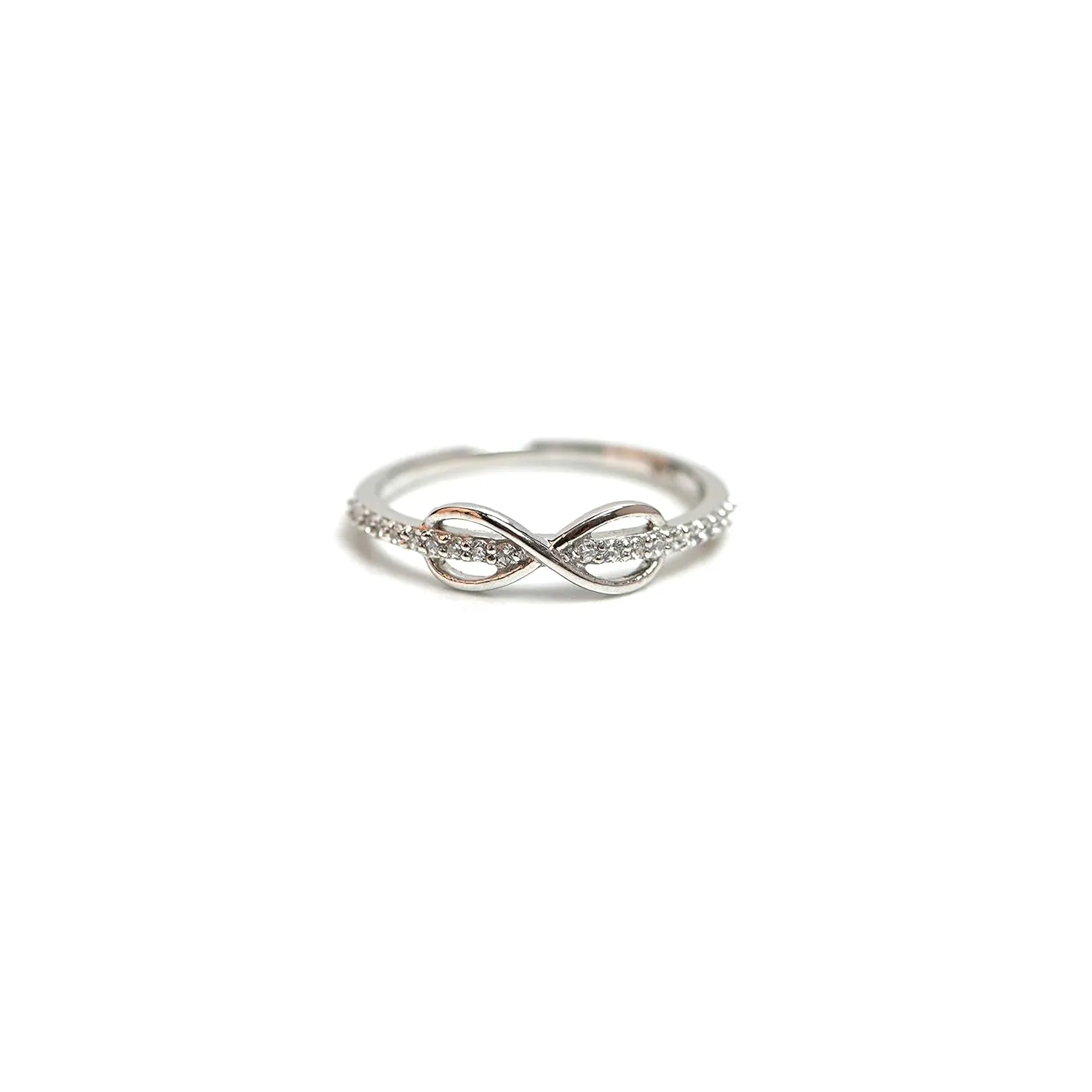 925 Sterling Silver Ring Simple Infinity Knot Rings With White Rhodium Custom Engraved Eternity Wedding Band Promise Rings Size 4-12 (7.5)