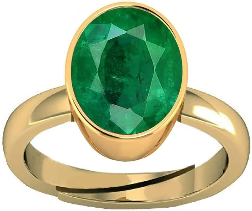 AARTI_FASHION ||Green Emerald Ring Panna Stone Ring Adjustable Natural Astrological Gemstone for Women's and Men's