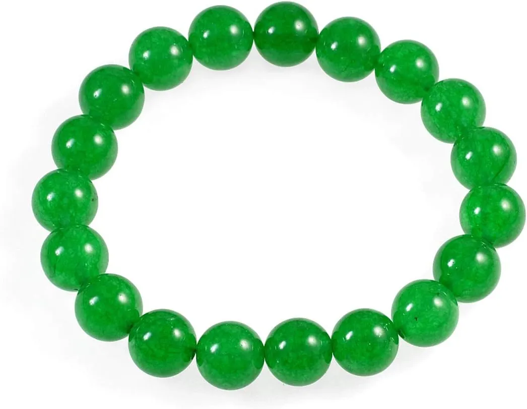 AD Beads Natural Gemstone Round Beads Stretch Bracelet Healing Reiki 10mm (Green Jade)