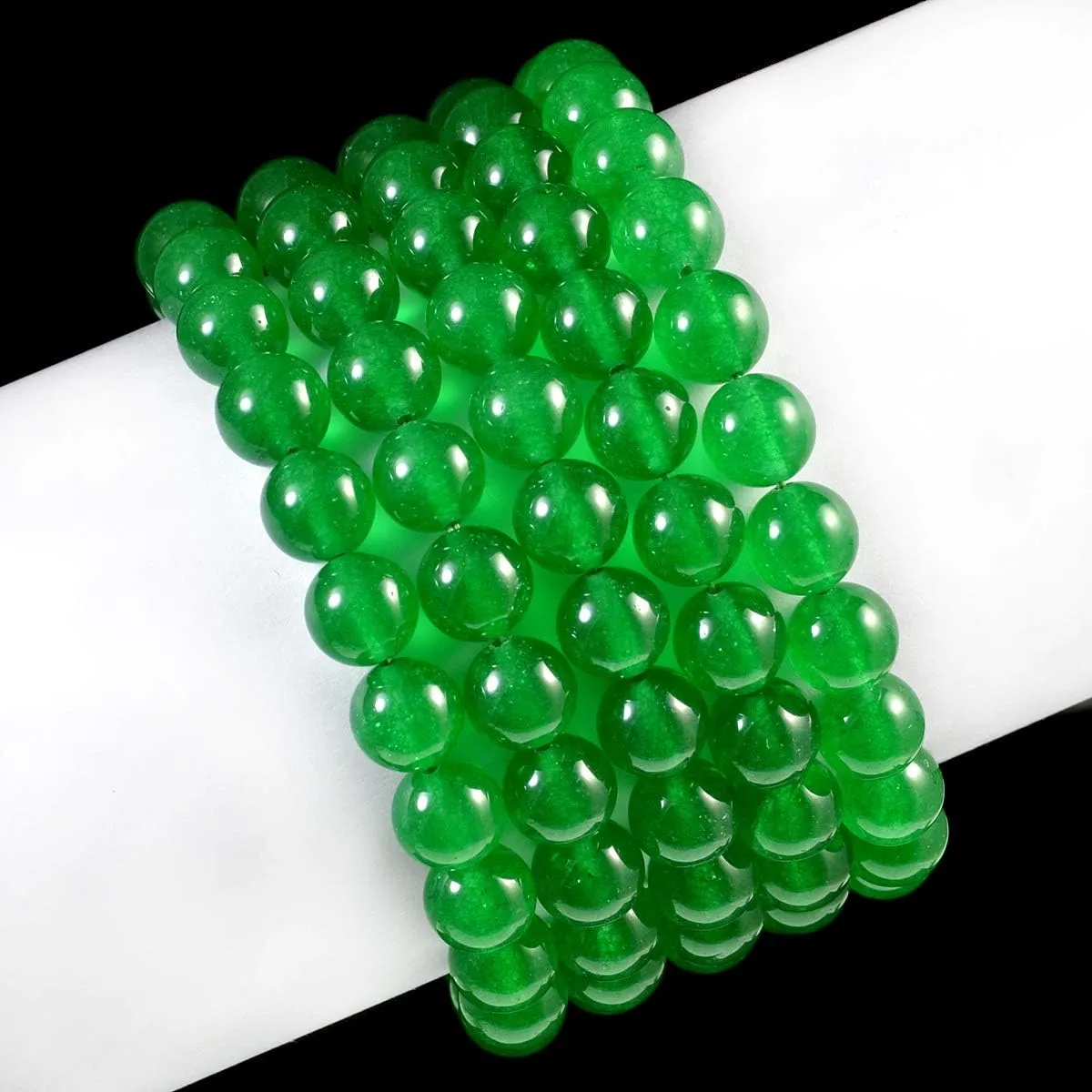 AD Beads Natural Gemstone Round Beads Stretch Bracelet Healing Reiki 10mm (Green Jade)