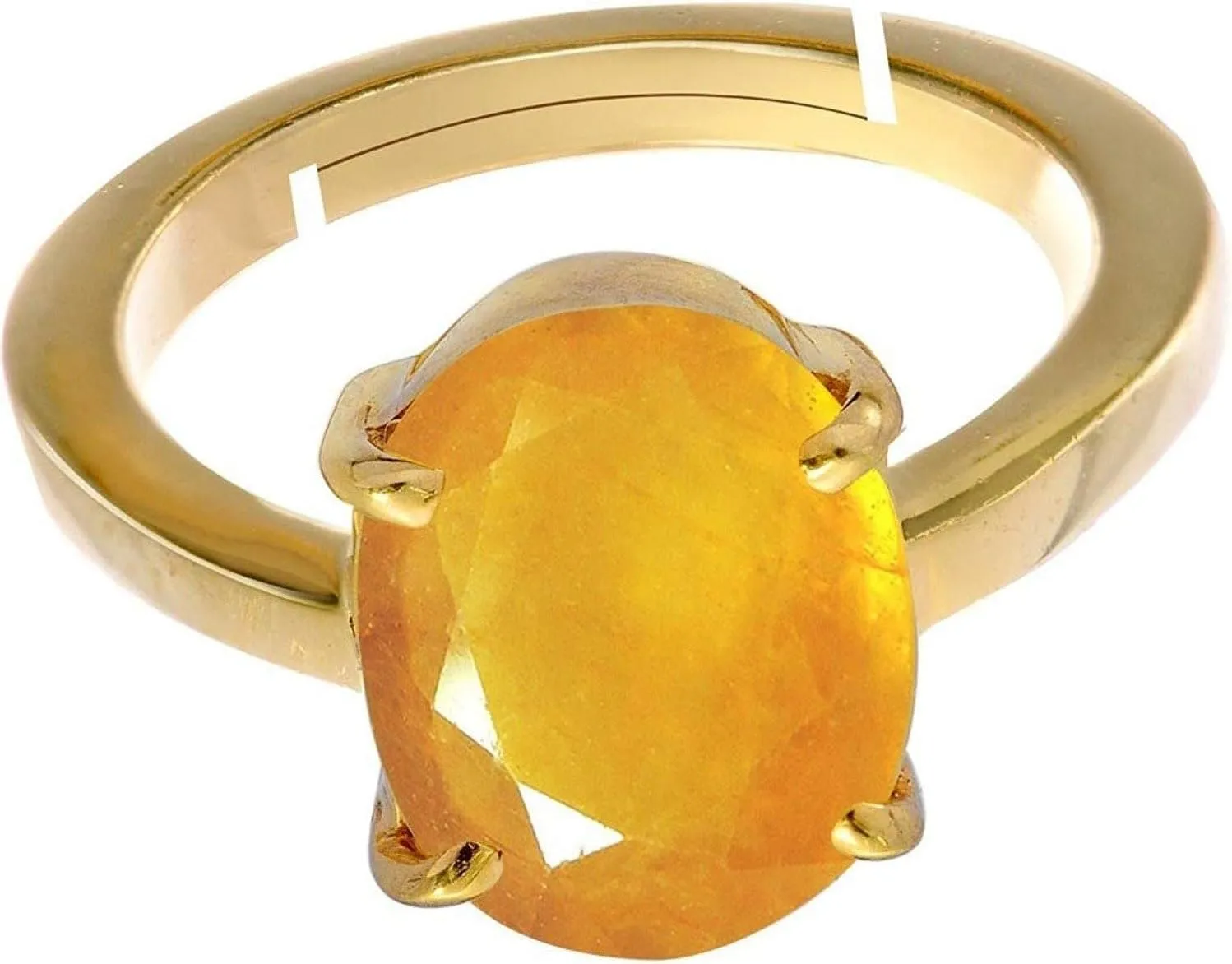 ADARSH_STORE_|| Natural Yellow Sapphire Gemstone Ashta dhatu Free Size Anguthi Unheated and Untreated | Adjustable Ring |