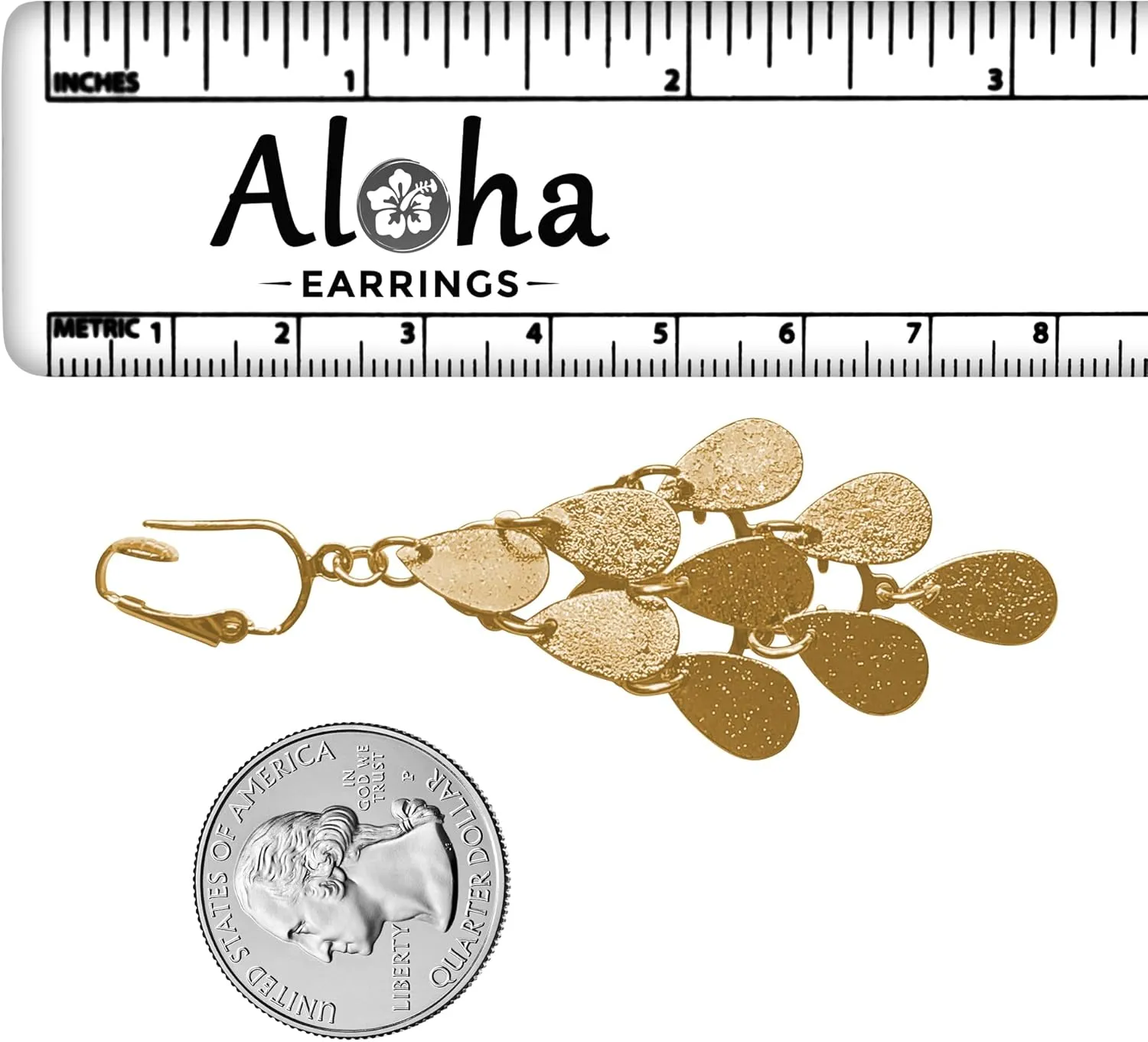 Aloha Earrings Gold Tone Clip On Dangling Earrings