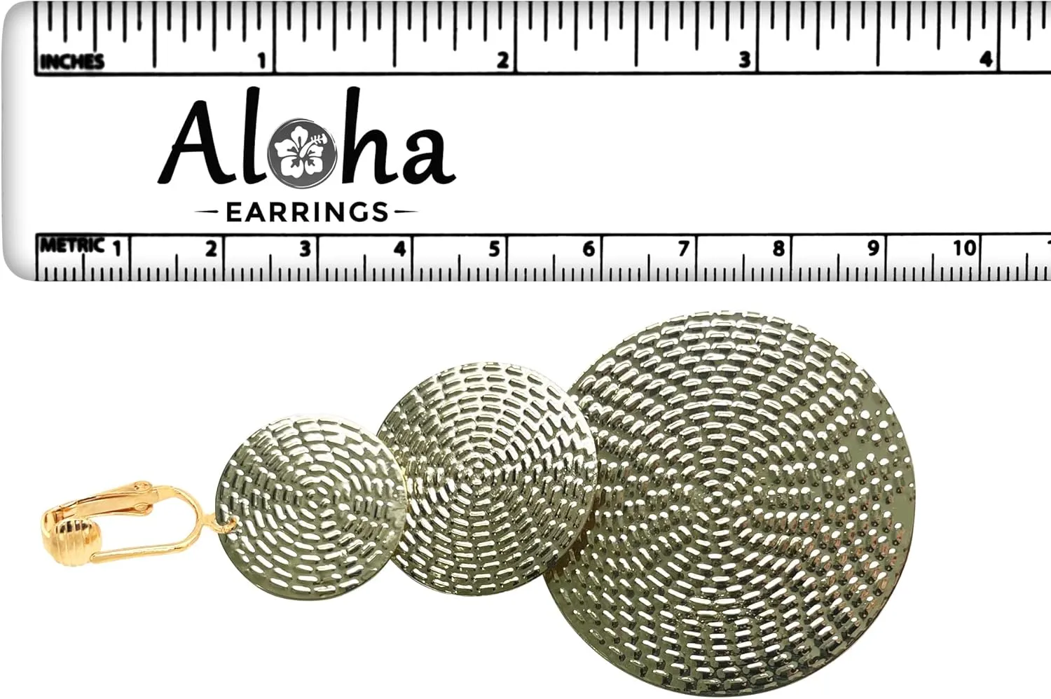 Aloha Earrings Gold Tone Clip On Dangling Earrings