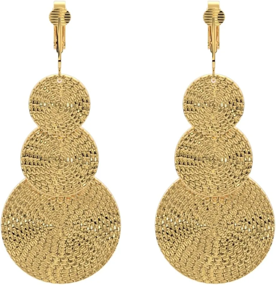 Aloha Earrings Gold Tone Clip On Dangling Earrings