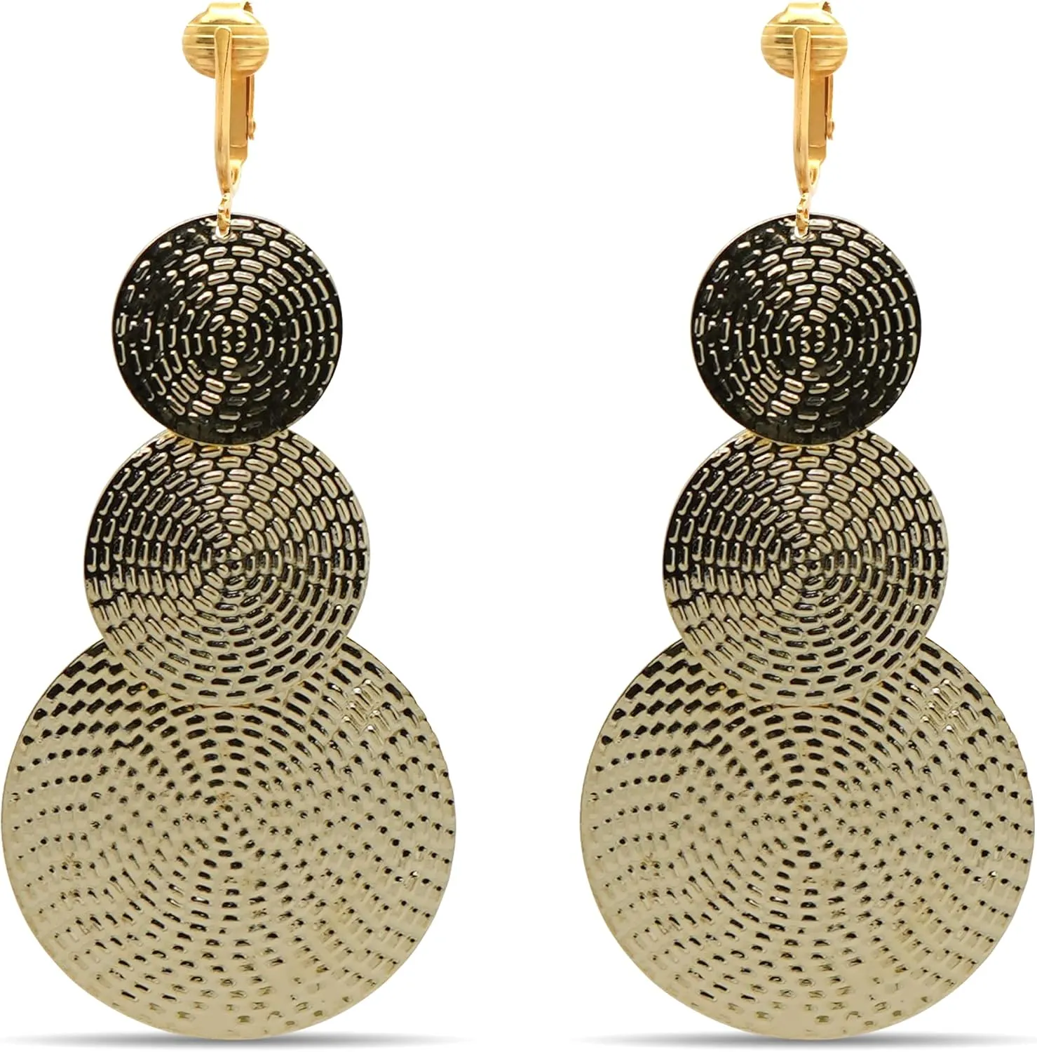 Aloha Earrings Gold Tone Clip On Dangling Earrings