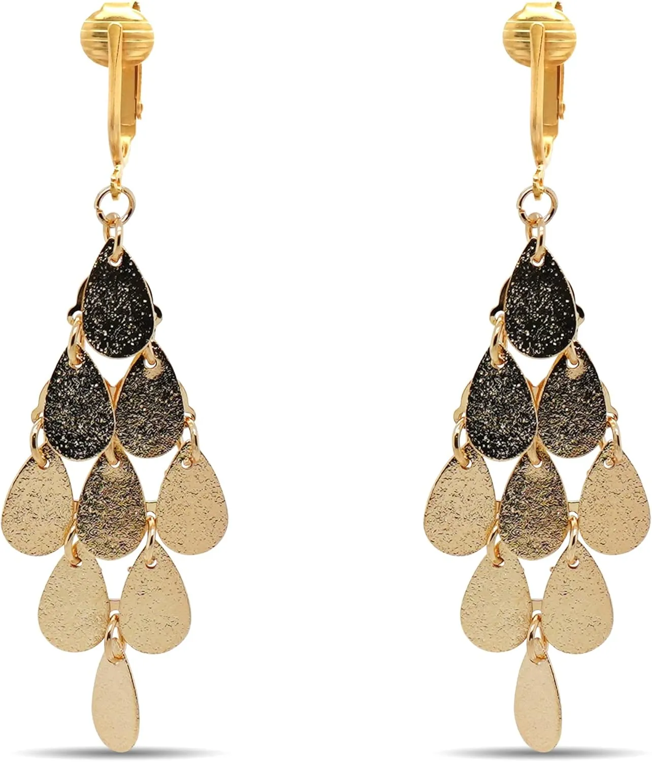 Aloha Earrings Gold Tone Clip On Dangling Earrings