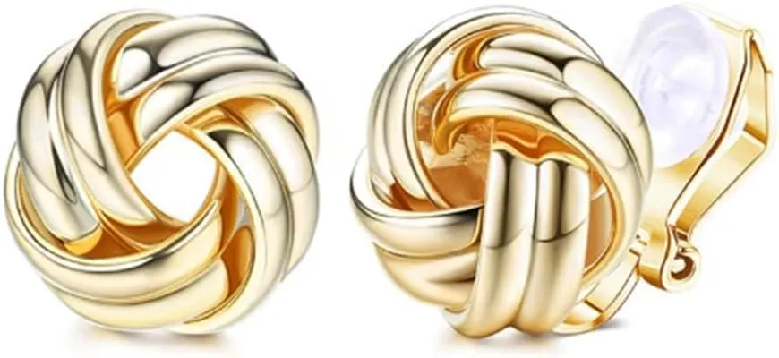 Aloha Earrings Twisted Knot Clip On Stud Earrings