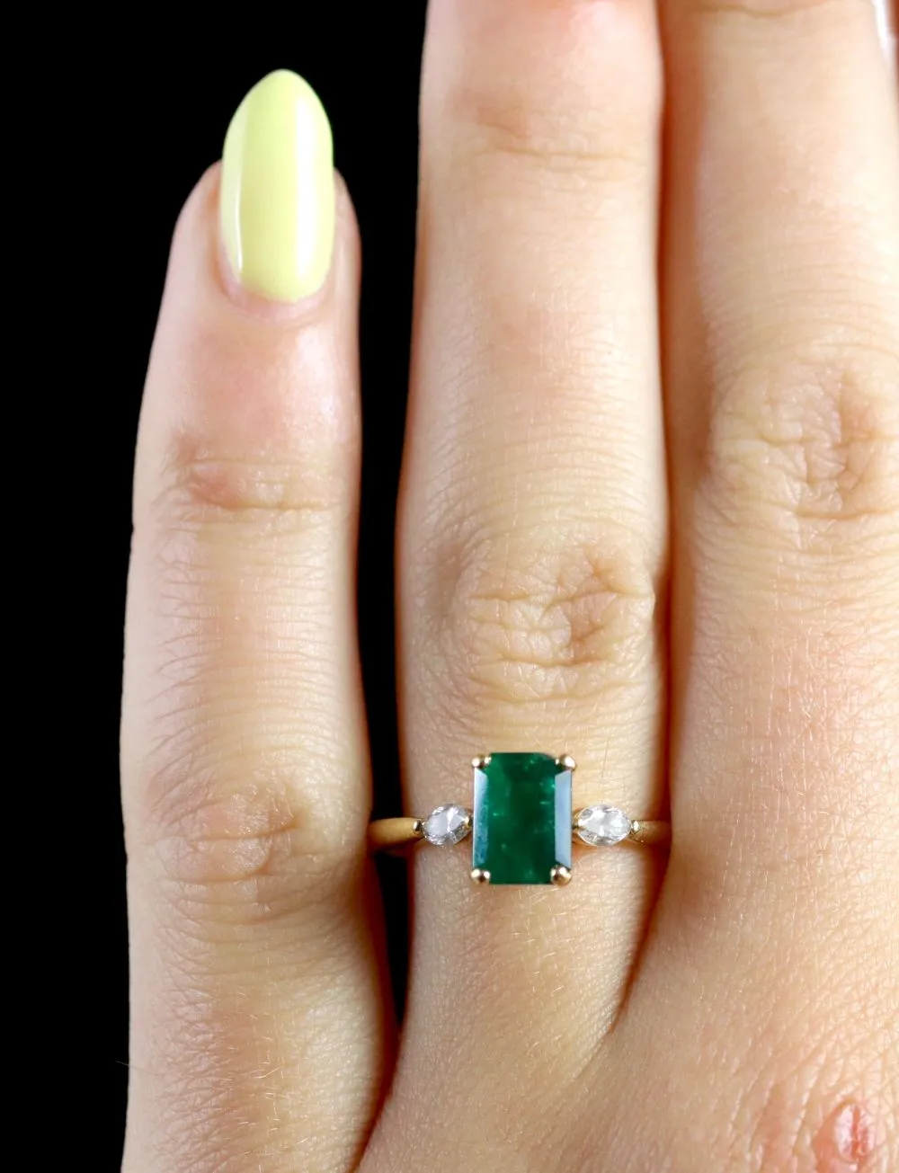 Antique Victorian Emerald Diamond Trilogy Ring 18Ct Circa 1900