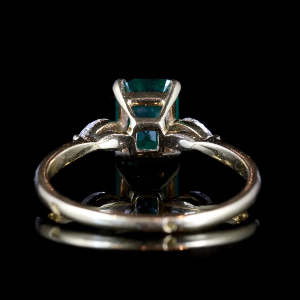 Antique Victorian Emerald Diamond Trilogy Ring 18Ct Circa 1900