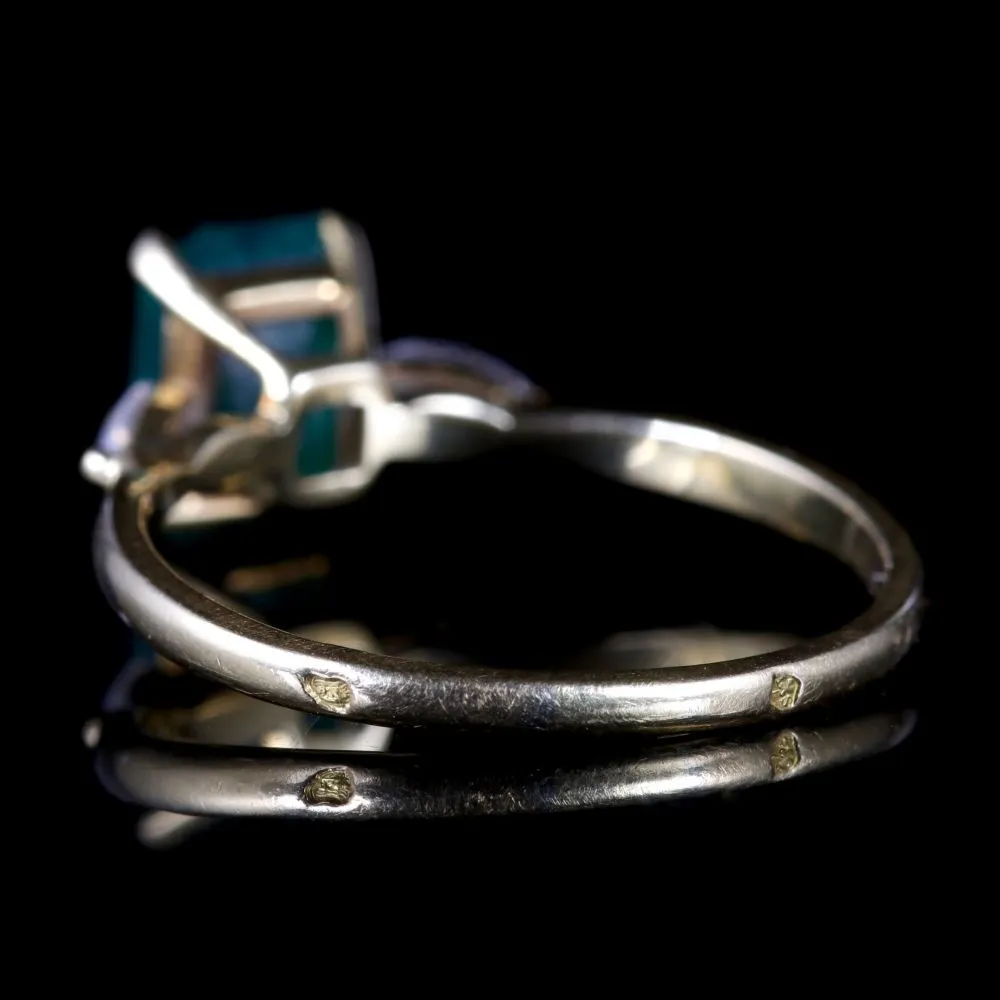 Antique Victorian Emerald Diamond Trilogy Ring 18Ct Circa 1900