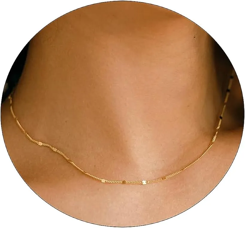 ASCOMY Silver Necklace for Women Dainty Silver Choker 14K Silver Plated Choker Minimalist JewelLery Gift for Women