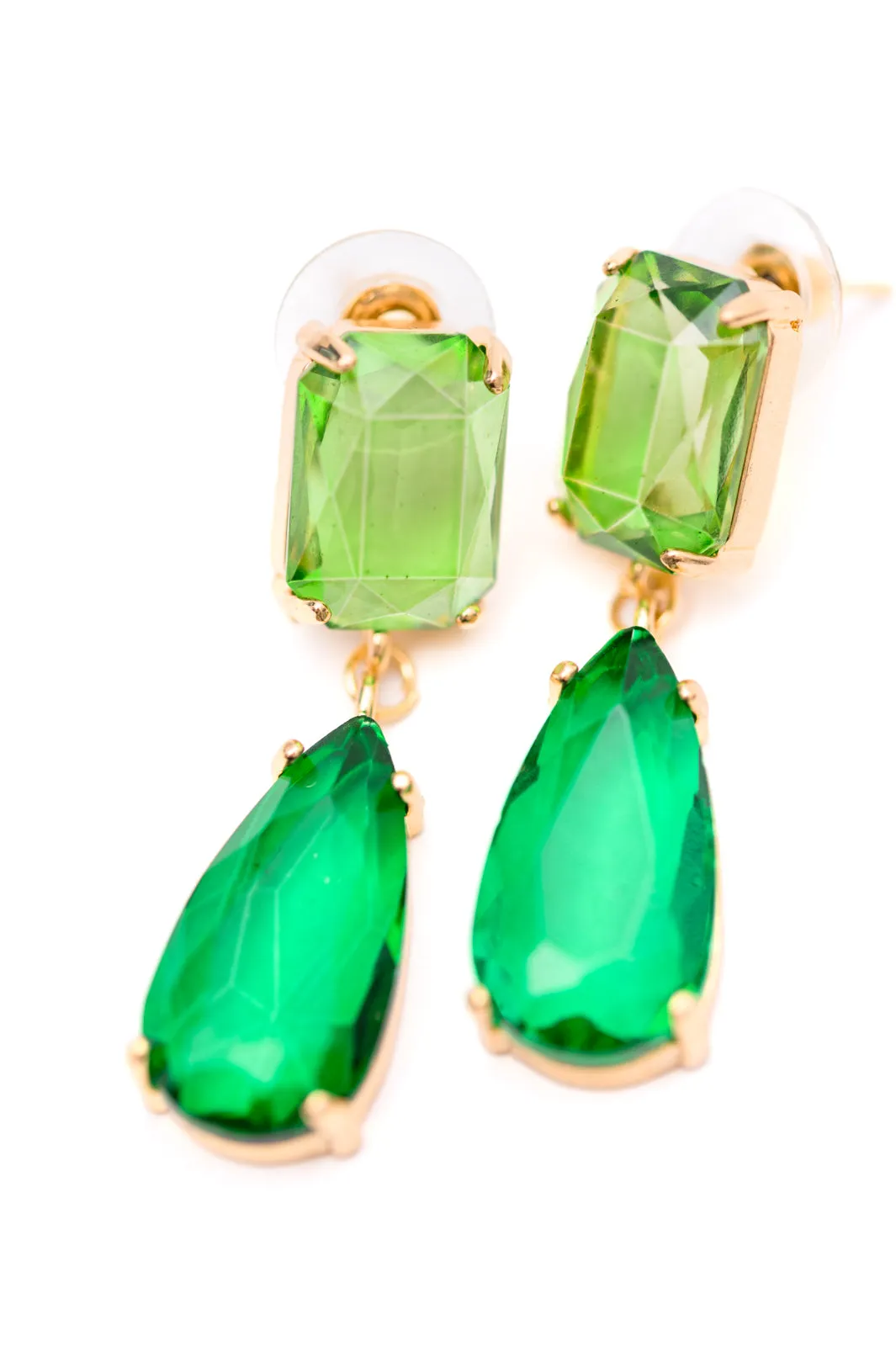AVE SHOPS- Sparkly Spirit Drop Crystal Earrings in Green