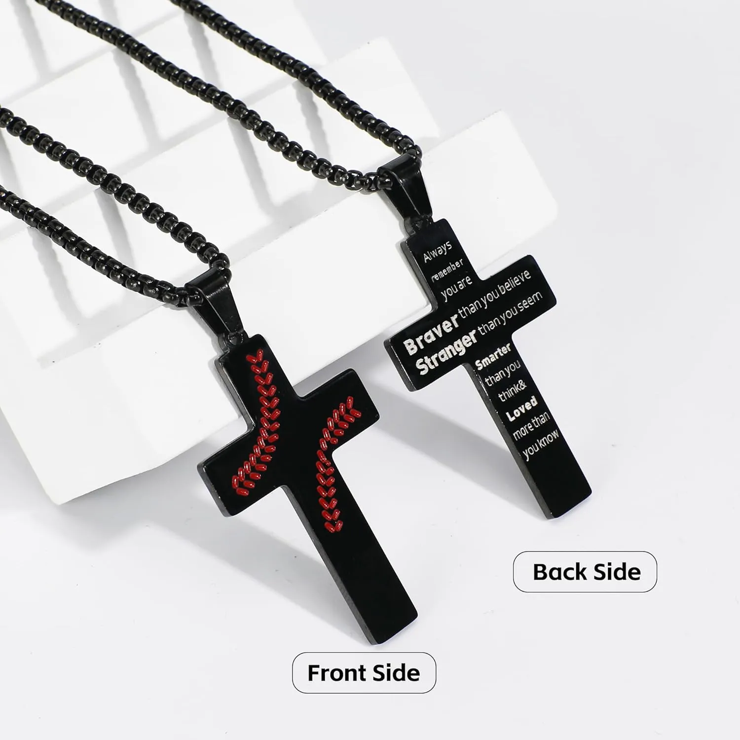 Baseball Cross Necklace for Men.Graduation Necklaces Gifts.Stainless Steel Inspirational Bible Verse Cross Pendant Chain.Father's Day Birthday Gifts for Men