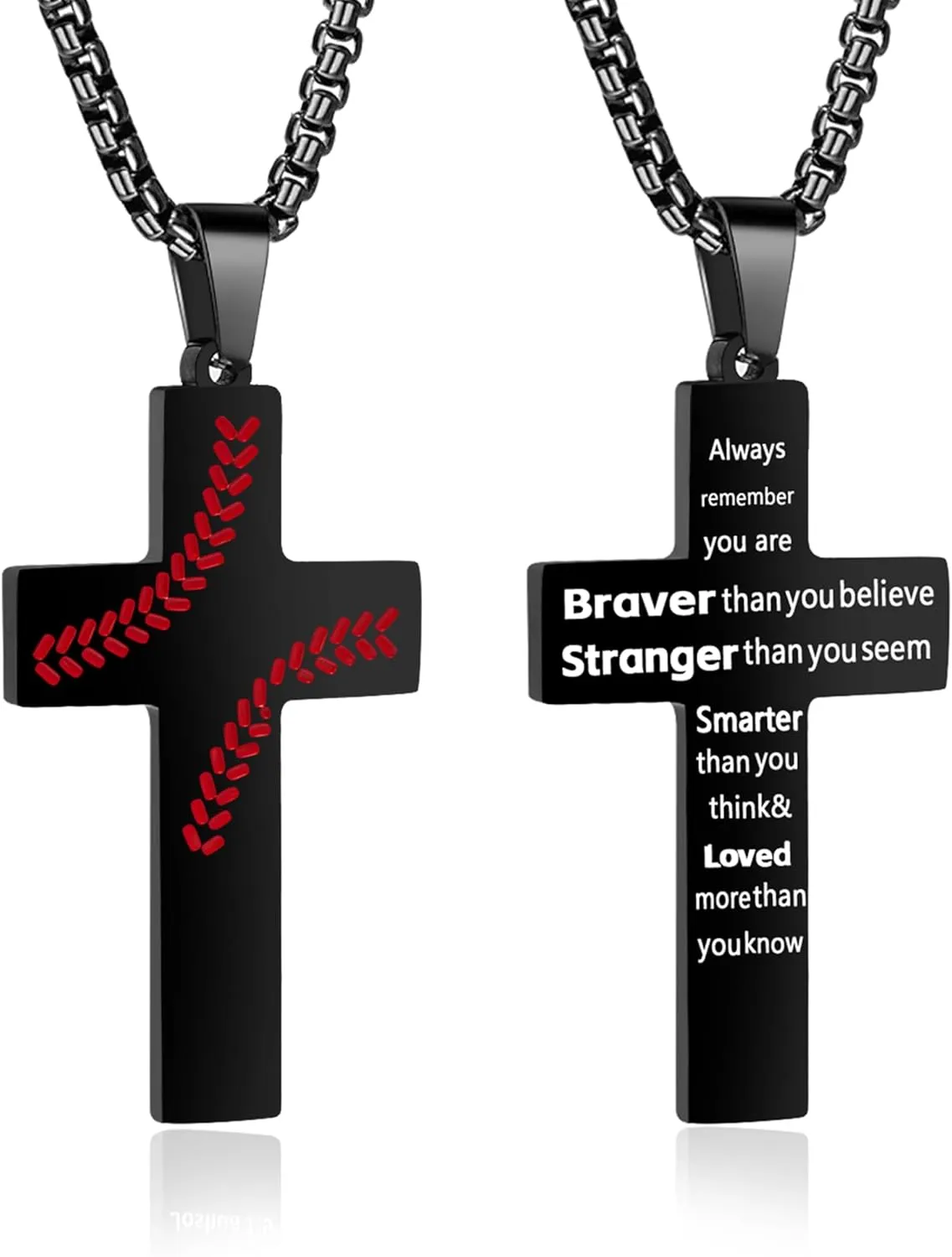 Baseball Cross Necklace for Men.Graduation Necklaces Gifts.Stainless Steel Inspirational Bible Verse Cross Pendant Chain.Father's Day Birthday Gifts for Men