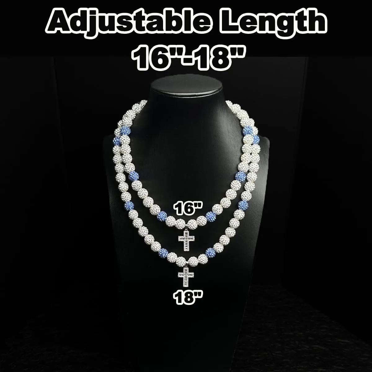Baseball Necklaces for Boys & Mens - 16 Inch Rhinestone Bead Necklace, 18-20 Inch Baseball Cross Necklaces, Athletic-Inspired Baseball Jewelry for Team Lovers Fans