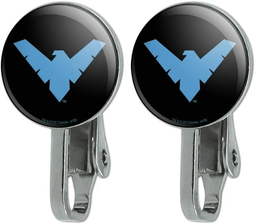 Batman Nightwing Logo Novelty Clip-On Stud Earrings