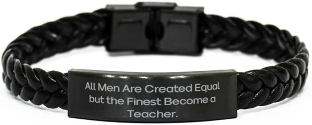 Beautiful Teacher Gifts, All Men Are Created Equal but the, Inspirational Braided Leather Bracelet For Coworkers From Coworkers, Leather bracelets for men, Leather bracelets for women, Handmade
