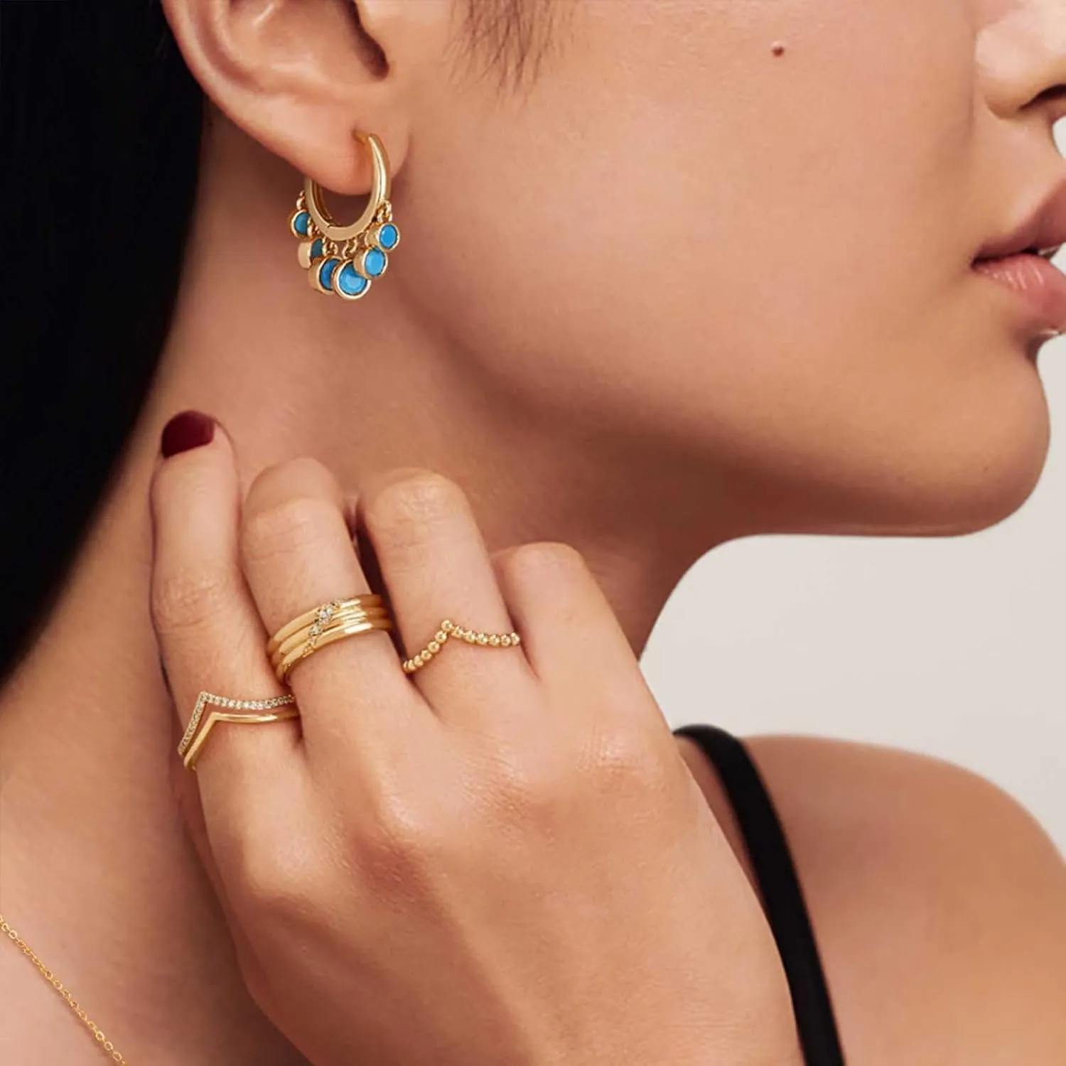 BENEIGE Gold Dangle Huggie Hoop Earrings for Women 14k Gold Plated Dainty Dangle Hoops Earrings Boho Beach Handmade Hypoallergenic Jewelry Gift