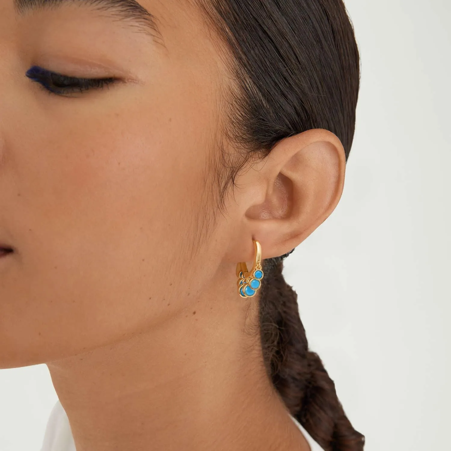 BENEIGE Gold Dangle Huggie Hoop Earrings for Women 14k Gold Plated Dainty Dangle Hoops Earrings Boho Beach Handmade Hypoallergenic Jewelry Gift